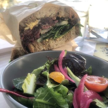 Monarch Ocean Pub - Short Rib Pastrami Sandwich and side salad - Gastropubs Near Me - Del Mar, California