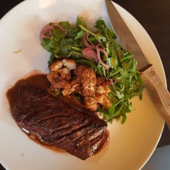 South End Buttery - Hanger steak...a whopping THREE pieces of roasted cauliflower. Although cooked properly, the streak was a bit too tough/chewy - American Near Me - Boston, Massachusetts