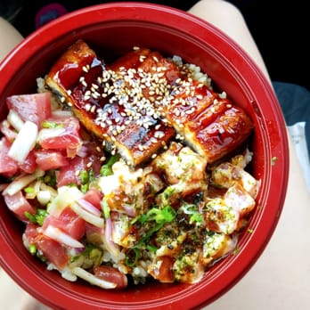 Local Boy Sushi - My bowl with ahi poke, unagi, and spicy ahi! - Japanese Near Me - Kaneohe, Hawaii