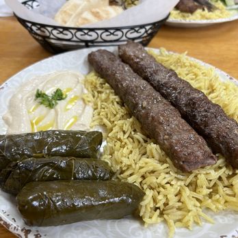 Damaskino - Kifta Platter w/Hummus and Grape Leaves - Mediterranean Near Me - Jacksonville, Florida