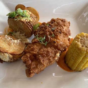 Cliff Dining Pub - Fried chicken, hassleback potato and corn - Sushi Bars Near Me - Draper, Utah Cliff Dining Pub - Fried chicken, hassleback potato and corn - Sushi Bars Near Me - Draper, Utah