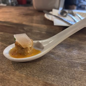 Kjun - Amuse-bouche - tofu with diakon - Korean Near Me - New York, New York Kjun - Amuse-bouche - tofu with diakon - Korean Near Me - New York, New York