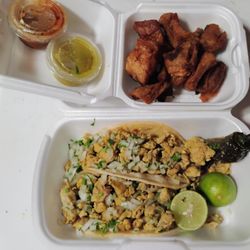Carniceria El Corral - chicken tacos and chicharrónes...