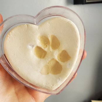 Pet Cremation Services - Another uneven pawprint with patches all over the clay.. - Pet Cremation Services Near Me - Pahrump, Nevada
