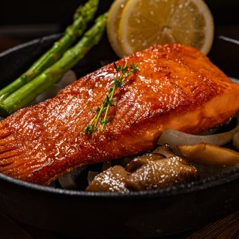 Woodam - "Fresh salmon perfectly grilled with teriyaki sauce, resulting in a moist and umami-rich dish." - Korean Near Me - Morris Plains, New Jersey Woodam - "Fresh salmon perfectly grilled with teriyaki sauce, resulting in a moist and umami-rich dish." - Korean Near Me - Morris Plains, New Jersey