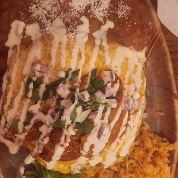 Salsa Verde Grill - Cheese enchiladas so yummy christmas style-both red and green sauce - New Mexican Cuisine Near Me - Bar Harbor, Maine
