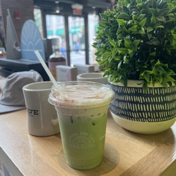 Capital One Café - Matcha with strawberry cold foam - Coffee & Tea Near Me - Philadelphia, Pennsylvania