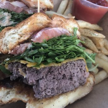 Brew Kitchen Bar - We asked for burgers done medium. This came out well done....... I even took a bit to see if there'd be pink on the inside, but no - Gastropubs Near Me - Monterey Park, California