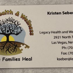 Legacy Health & Wellness - Business card for one of the Therapists.