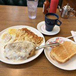 Chicken, fried steak and eggs Chicken, fried steak and eggs