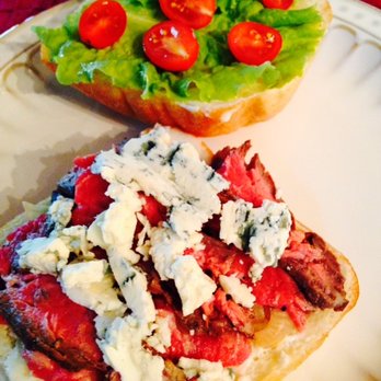Exuberance Catering - Creative sandwiches! Flank steak with bleu cheese on ciabatta - Caterers Near Me