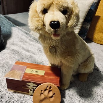 Angel Paws Pet Cremation - Urn with my own stuffed animal that is not included - Pet Cremation Services Near Me - San Marcos, California