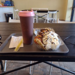 Chocolate milk tea and egg puff