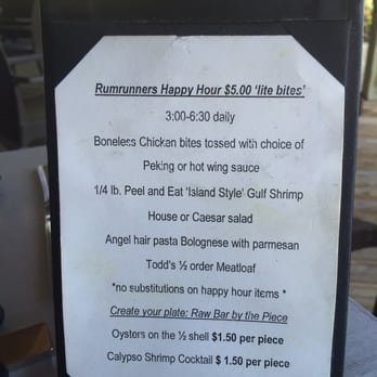 Rumrunners - Happy hour menu - Seafood Near Me - Cape Coral, Florida