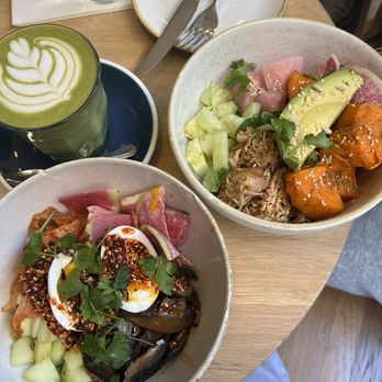 Two Hands - Miso Mushroom Bowl, Chicken Bowl, Strawberry Rose Matcha Latte - Cafes Near Me - New York, New York Two Hands - Miso Mushroom Bowl, Chicken Bowl, Strawberry Rose Matcha Latte - Cafes Near Me - New York, New York