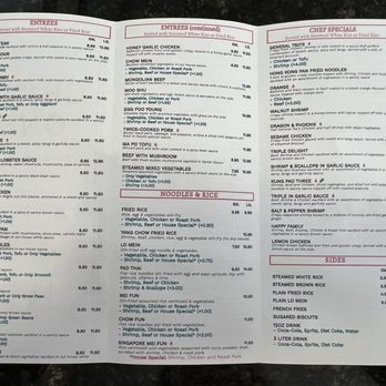 China One - a menu for a chinese restaurant - Asian Fusion Near Me - Naples, Florida