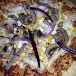 Domino's Pizza - Personal pizza with chicken, sweet corn, mushrooms and red onion