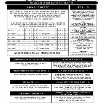 Combi Coffee - Menu (Oct 2016) - Coffee & Tea Near Me - Elwood, VIC Combi Coffee - Menu (Oct 2016) - Coffee & Tea Near Me - Elwood, VIC