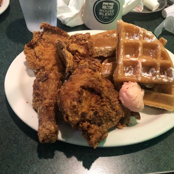 Metro Diner - Friend Chicken and Waffles with strawberry butter - American Near Me - Charlotte, North Carolina Metro Diner - Friend Chicken and Waffles with strawberry butter - American Near Me - Charlotte, North Carolina