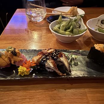 Sushi Sen - Toro/Uni & Truffle sushi 2pcs, Unagi Sushi 2cs, Uni Sushi 1pc - Sushi Bars Near Me - Santa Monica, California Sushi Sen - Toro/Uni & Truffle sushi 2pcs, Unagi Sushi 2cs, Uni Sushi 1pc - Sushi Bars Near Me - Santa Monica, California