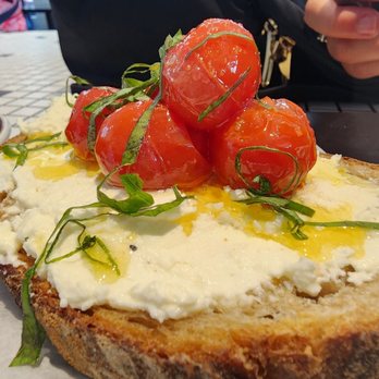 White Noise Coffee - Ricotta Toast, elevated w/ roasted tomatoes - Coffee & Tea Near Me - Brooklyn, New York