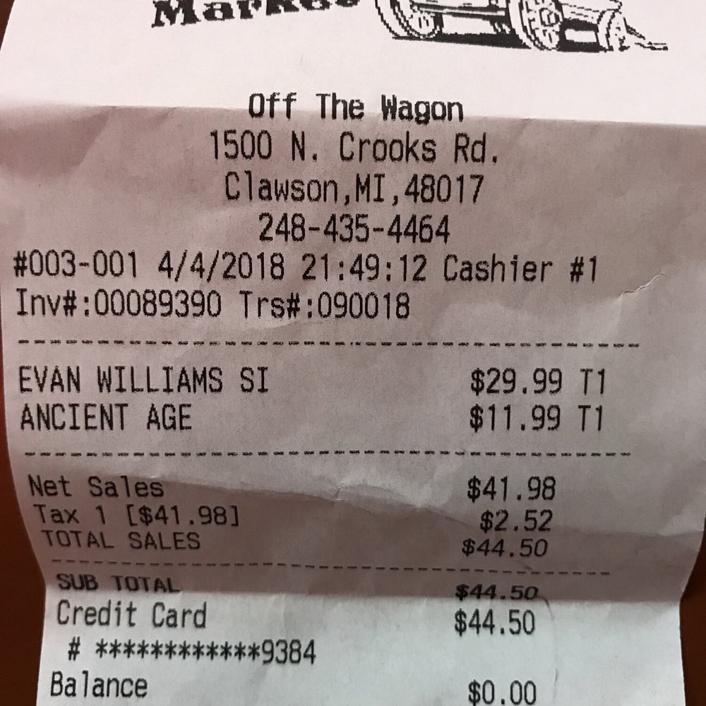 the receipt for the restaurant the receipt for the restaurant