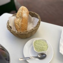 Los Muellitos - Bread with their traditional aioli. DELICIOUS!!! Wanted to take home a bottle of that stuff