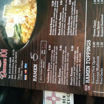 Ramen101 - Menu - Ramen Near Me - San Leandro, California