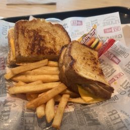 Grill cheese and fries. Grill cheese and fries.