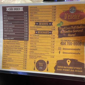 Dessence Cafe - Menu: December 2023 - Seafood Near Me - East Point, Georgia