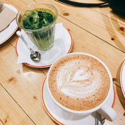 Elephant Grounds - Matcha Latte with Ice Cream and Masala Chai Latte