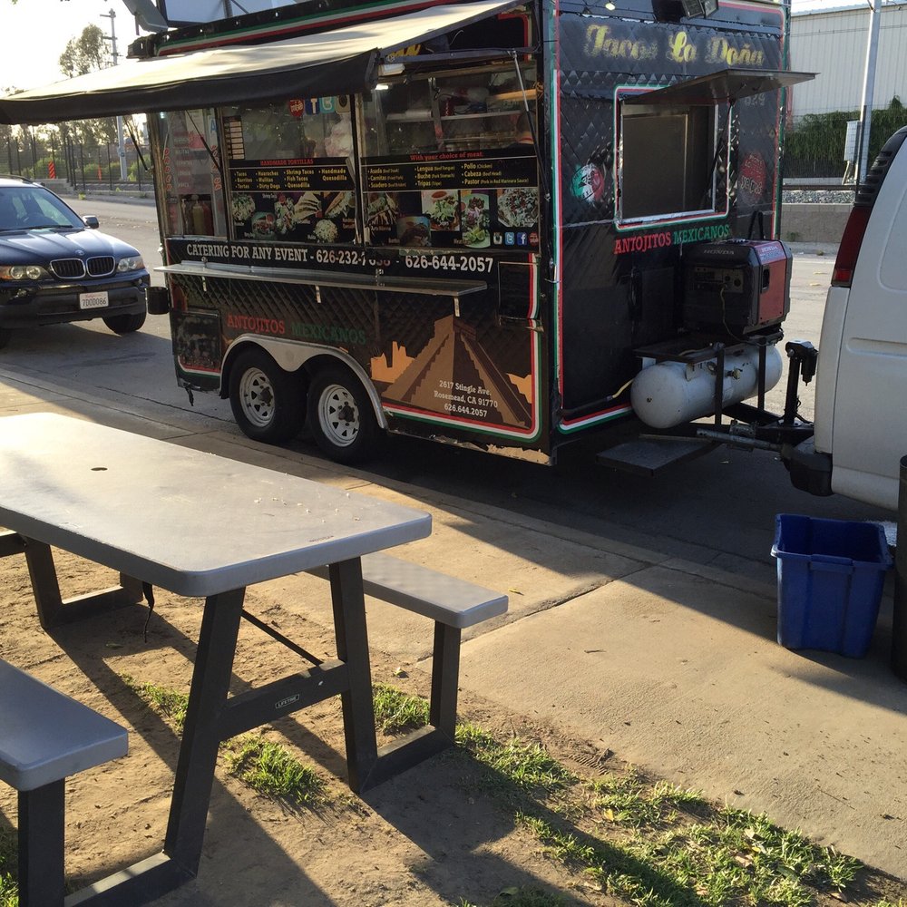 Tacos La Dona - Small table to sit outside - Food Trucks Near Me - Monrovia, California Tacos La Dona - Small table to sit outside - Food Trucks Near Me - Monrovia, California