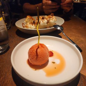 Saizon - Forefront: Strawberry sorbet Back: salted Caramel cheesecake - New American Near Me - Fresno, California Saizon - Forefront: Strawberry sorbet Back: salted Caramel cheesecake - New American Near Me - Fresno, California