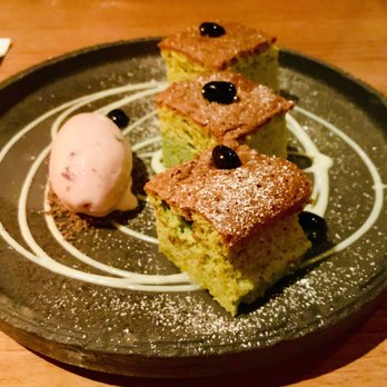 Kata Robata - Green tea soufflé with red bean ice cream - Sushi Bars Near Me - Houston, Texas