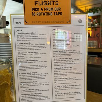 Short Leash Hotdogs & Taproom - Beer menu - Hot Dogs Near Me - Phoenix, Arizona Short Leash Hotdogs & Taproom - Beer menu - Hot Dogs Near Me - Phoenix, Arizona