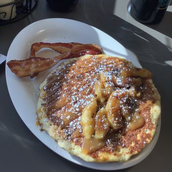 Eggs Up Grill - Caramel Apple Crisp Pancakes with bacon - Breakfast & Brunch Near Me - Meridian, Mississippi Eggs Up Grill - Caramel Apple Crisp Pancakes with bacon - Breakfast & Brunch Near Me - Meridian, Mississippi