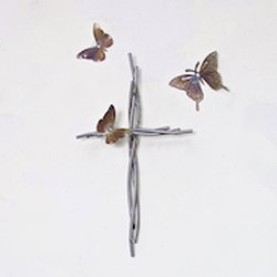 Iron Chinchilla Design Studio - Butterfly and Vine cross with added butterflies