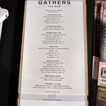 Gathers Tea Bar - Menu - Bubble Tea Near Me - Chicago, Illinois Gathers Tea Bar - Menu - Bubble Tea Near Me - Chicago, Illinois