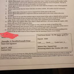 Please point out where your "clean up policy" is on this contract as you stated your policy is clearly listed in the contract. Please point out where your "clean up policy" is on this contract as you stated your policy is clearly listed in the contract.