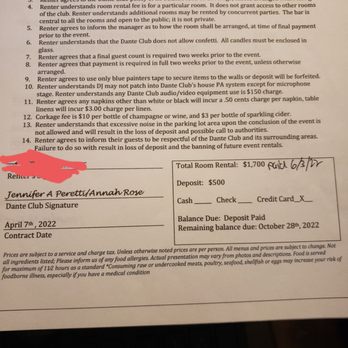 Dante Club - Please point out where your "clean up policy" is on this contract as you stated your policy is clearly listed in the contract. - Venues & Event Spaces Near Me - Sacramento, California Dante Club - Please point out where your "clean up policy" is on this contract as you stated your policy is clearly listed in the contract. - Venues & Event Spaces Near Me - Sacramento, California