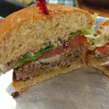Rodeo Goat - Inside of the Luv ya blue turkey burger - sorry no blue cheese in there to taste at all - Burgers Near Me - Houston, Texas Rodeo Goat - Inside of the Luv ya blue turkey burger - sorry no blue cheese in there to taste at all - Burgers Near Me - Houston, Texas