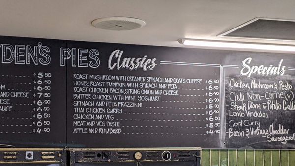 Menu photo 3 Hayden's Pies Ulladulla, NSW
