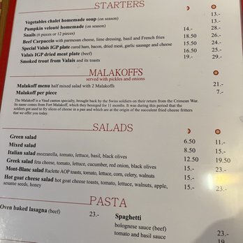 Auberge de Savièse - Menu - Swiss Food Near Me - Geneva, GE