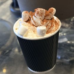Merry Marc Heu Christmas Pop-Up - Hot chocolate- creamy and rich with an amazing flavor. I think I tasted hazelnut?