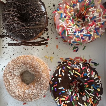 Duck Donuts - cinnamon sugar, Chocolate Explosion, chocolate sprinkle, strawberry sprinkle - Donuts Near Me - Irvine, California Duck Donuts - cinnamon sugar, Chocolate Explosion, chocolate sprinkle, strawberry sprinkle - Donuts Near Me - Irvine, California