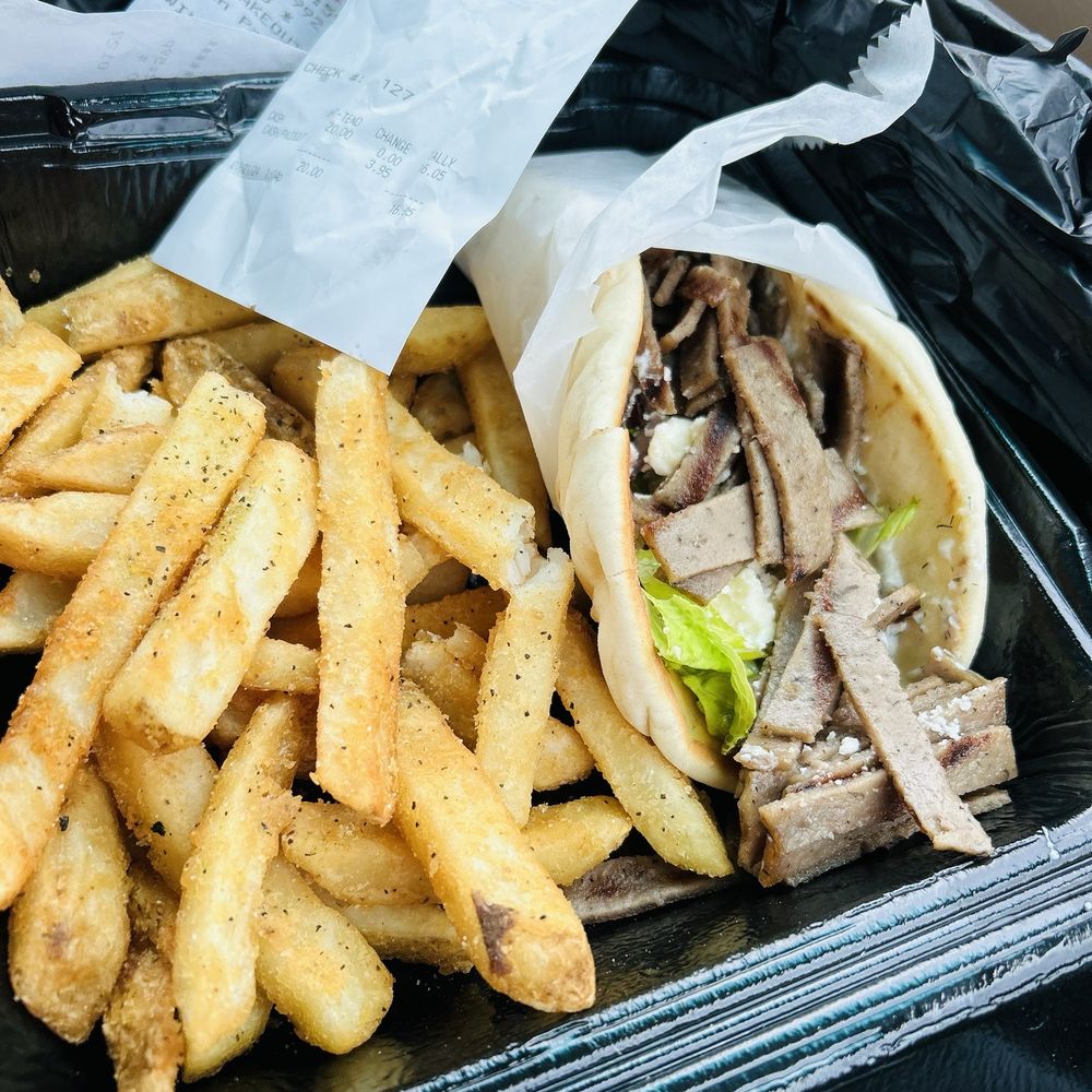 Georgia Blue Gyro Wrap with Greek Fries Georgia Blue Gyro Wrap with Greek Fries