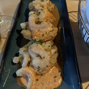 Tupelo Grille - Fried green tomatoes topped w shrimp - Seafood Near Me - Whitefish, Montana