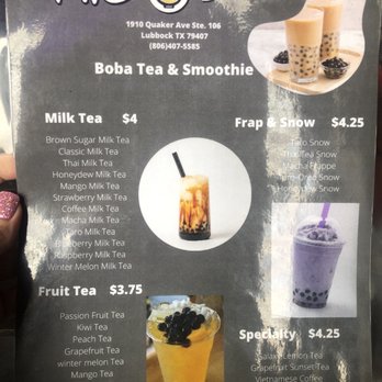 Pho District 1 - Boba Tea Menu Feb 2022 - Bubble Tea Near Me - Lubbock, Texas