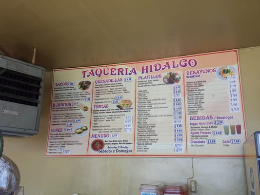 Menu photo 8 Taqueria Hidalgo Chualar, CA