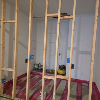 Powerup Construction - New depth of the pantry, floor build up to make sure it was level with the existing flooring in the kitchen. - General Contractors Near Me